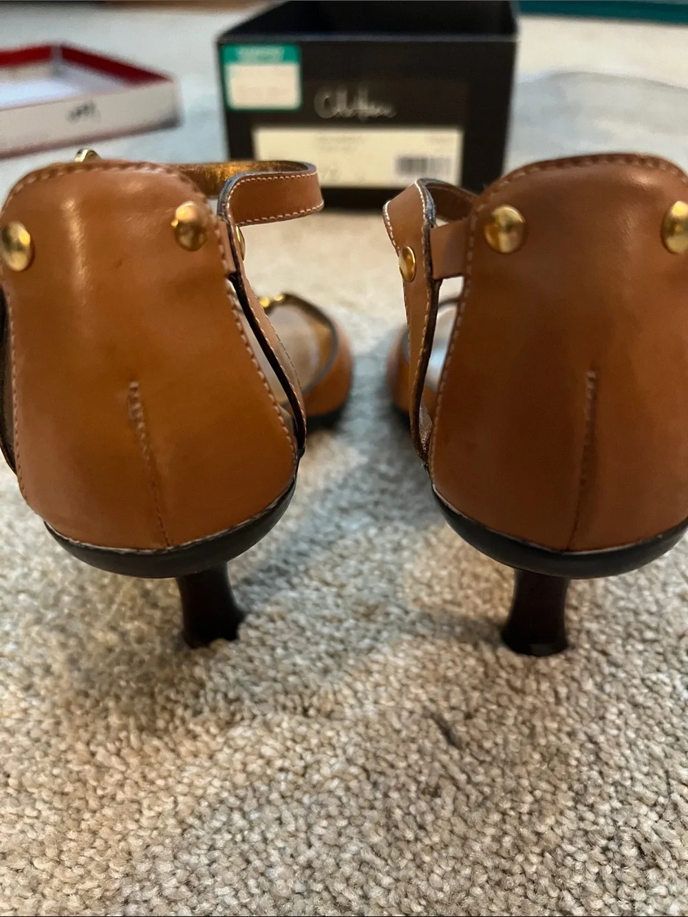 Cole Haan Lexa Toast Brown Leather Buckle Ankle-Strap Sandals. 7.5. EUC